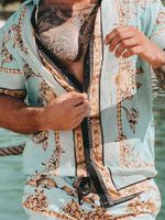 Мужские пляжные костюмы одежды Винтажная рубашка шорты набор мужчин трексуит 2 частей набор летние животные напечатанные мужчины Гавайи наборы короткие наряды H220423