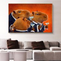 Pinturas The Capybara Club Canvas Pintura de animales abstractos Carteles y estampados Imágenes modernas de arte de pared para sala de estar Decoración del hogar