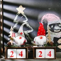 Desktop Ornament di Natale Babbo Natale gnomo calendario in legno Avvento decorazione decorazione da tavolo decorazioni per la casa fy3827 0808