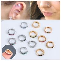 Hoop & Huggie 8mm Colorful CZ Earrings Zircon Ear Stud Cubic Zirconia Piercing Earring Nose Ring Body Jewelry