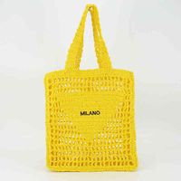 مصمم الأزياء العلامة التجارية Hollow Letter Rafia Straw Woven Bag Bage Paper Women's Luxury Counter Bag Summer Beach Bag G220614