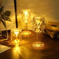 Mini luz de cristal de la mesa nocturna transparente decoración del dormitorio del dormitorio del dormitorio T220715