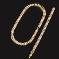 8-24 inç hip hop takılar kare zincir tenis kolye tasarımcısı bilezik buz zincirleri erkek altın kolye kadın hediye beyaz elmas kolye bilezikler için bilezikler