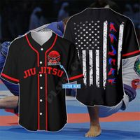 Men' s Casual Shirts Jiu Jutsu Custom Name Baseball Jers...