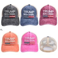 5 Designs Donald Trump 2024 Cap Сетка Бейсбол Шляпа Генеральные выборы Флаг США 3D Вышивка Винтаж Урожай Регулируемый Открытый Sun Hats CCA12825