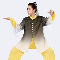 Roupas étnicas moda tai chi uniforme artes marciais chineses folhas tradicionais de manga comprida Morning Sportswear Ta2033