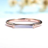 Kuololit Women's Rose Gold Ring, Long Ring 2 * 11 Moissanite 14k 10k, Single, Jade Cut, Luxury, Engagement Gift, 585