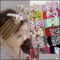 Accessoires de cheveux bébé enfants maternité bébé tricot laine enfants filles arc fleur fleur fleuri imprimé bandeau dhnl9