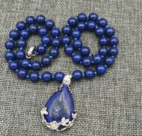 8mm doğal lapis lazuli değerli taş su damla kolye kolye 18