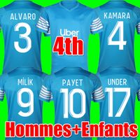 21 22 Olympique de Marseilles Soccer Jerseys 2021 2022 Om Gerson Milik Luis Henrique Maillot Foot Kamara Football Shirt Payet Konrad Men Kids Set Fourth Kit Kit