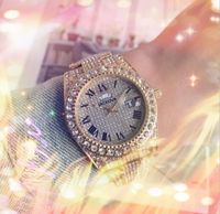 Classic Day Date Doble Calendar Crystal Diamantes Full Men relojes 40 mm a mujeres heladas Damas All The Crime Rose Gold Bracelet Cuartzo OROLOGIO DI LUSSO