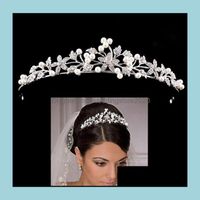 12 unids Glitter Rhinestone y Pearl Tiara Diadebanda Simedi la Joyería Crown Crown Acesorios para la novia Princess Fiesta de cumpleaños DIA 13CM DROP DEL