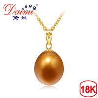 Daimi 8.5-9mm Freshwater Pearl Brown Color Pendant Necklace 18k Yellow Gold Pendant Summer Necklace Fine Jewelry J190718172O