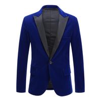 Erkek Suit Blazers Mens Classic Velvet Şık Kraliyet Mavi Siyah Moda Düğün Damat İnce Fit Smokin Prom Kostümemen