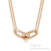 Diamond Necklace Choker mens jewelry men chain necklaces women Gold platinum rose U shaped Pendant 40-45cm Statement <strong>locket</strong> Silver274M