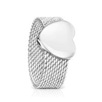 Andy Jewel Luxury Bear Ring Jewelry 925 Sterling Silver Steel and Silver Mesh Heart Fits European Designer Style Love Gift C710390220