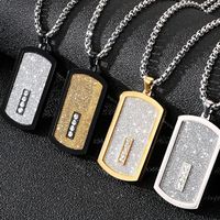 Gold Black Card Pendant Necklace For Men With 66CM Long Chain Cool Stainless Steel Mens Jewellery Accessories Logo Name Engrave224q