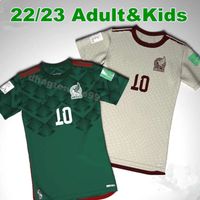 Taille S-4XL 2022 Mexique Soccer Jerseys Copa America Camisetas 23 23 Chicharito Lozano Dos Santos 2021 Football Shirts Hommes + Enfants Kit Blanco