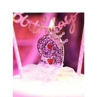 Outros suprimentos de festa do evento Crown Glitter Crown Vella para decoração de bolo Princesa sem fumaça Cupcake de casamento Número rosa 0-9 Toppe