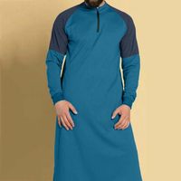 Мужские толстовки толстовки плюс размер этнического стиля мусульманские лоскутное одеяло халат Джубба Thobe Part Простая повседневная куртка Среднее Востока