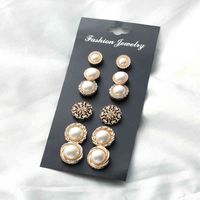 6 Pairs Fashion Flower Earrings Ear Stud Jewelry Zircon Pearl Rhinton Nice Romantic Gift