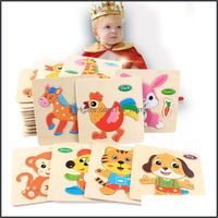 Baby Toy Learning Education Giochi Regali 24 Stili per bambini Bambini carini animali di legno di legno infantile Colorf Wood Jigsaw Dhmgf