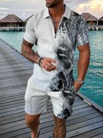 Moda Erkekler Sıradan Tshirt Adam Takipleri Yazdır Kısa Kollu Gömlek Erkekler İçin Gevşek Takım Takımları Yaz Hawaii Kıyafetleri Setler İki Parçalı Üst ve Şort Seti Sweatshirt