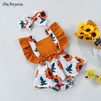 Baby Girl Bodysuit Clothes Infants Romper Jumpsuit Floral Printed Backless Ruffles For Newborn Summer