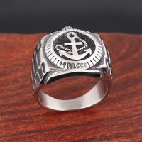 fashion punk jewelry stainless steel anchor vintage mens rings for men MRR93324q