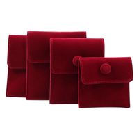 Velvet Takı Çantaları Snap Düğme Halkası Depolama Çantası Yumuşak Kadife Torbası Küçük Mücevher Poşetleri Kolye Bilezik İçin Hediye Çantaları