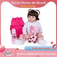 Reborn Baby Doll Cała silikonowa ciało może kąpać dziewczyno brązowe oczy żyrafa w magazynie wysyłanych z Brazylia AA220325