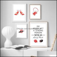 Paintings Arts Crafts Gifts Home Garden Fashion Poster High Heels Lipstick Makeup Bag Print Canvas Art Painting Wall Picture Beauty Girl