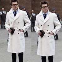 Men' s Suits & Blazers Solid White Woolen Men Overcoat E...