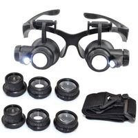 10X 15X 20X 25X magnifying Glass Double LED Lights Eye Glasses Lens Magnifier Loupe Jeweler Watch Repair Tools210J