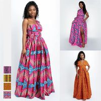 Abbigliamento etnico floreale dashiki stampare maxi abiti africani abiti africani per donne lunghe estate bella set di bendaggi eleganti indie