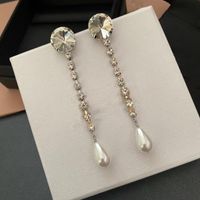 Legolonne marchio lampadario 925 Orecchini a goccia con zircone in argento sterling in cristallo perla lunghe donne eleganti gioielli a orecchietto