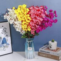 장식용 꽃 화환 시뮬레이션 복숭아 가지 플럼 꽃 가짜 꽃 결혼 실내 식물 벽 장식 장식 플라스틱 체리 블로