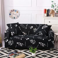 Couvre-chaise Couvre des fleurs noires canapé housses serrées enveloppe tout compris entièrement résistante au couvre-coin de serviette cubre élastique couverture de canapé