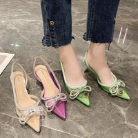 QINGMM Mujeres Glamorosas Zapatos de Tacón Alto Sandalias Puntiagudas Damas Transparentes Zapatos de Fiesta