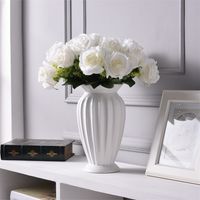Moderno minimalista in Europa Vaso di fiori ceramici Ornamenti creativi Floro Bianco Vase Decorazione natalizia R706 210409