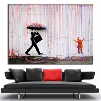 Arte de la pared Lienzo Pinturas abstractas Color brillante Imagen de aceite moderno Sin marco Banksy Colorido lluvia Decoración de la casa