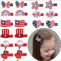 Multi Design About 4~5 Cm girl hair bows Stars Flag barrettes USA Independence Day Hair Clips Accessory Gift