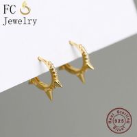 FC Jewelry Real 925 Silver Punk Rock Style Gold Color Rivet With Zirconia Piercings Huggies Hoop Earring For Women 2020 Fashion228S
