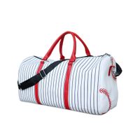 Bolsa de viaje de béisbol rojo 20pcs Lote de US Warehouse Gran capacidad de encaje Base Base Stripes Diseño personalizado Bolsas de bolsas de gimnasia de fin de semana DOM1946