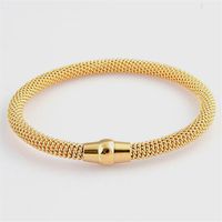 Bangle Fashion Women Men Magnetic Color Rose Gold Stainless Steel Round ed Wire Cuff Clasp Bracelets Jewelry232B