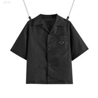 Bayan ve Erkek Gömlek Polos Günlük Marka Kısa Bluzlar Klasik Ters Üçgen Gevşek İthal Yüksek kaliteli naylon