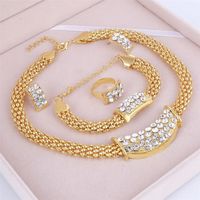 Precio increíble Boda Joya de joyería de placa de oro para mujeres Declaración colgante de cuentas africanas Pendientes de collar de cristal Anillos de pulsera 220810