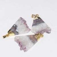 Pendant Necklaces Natural Purple Crystal Quartz Triangle Femme 2022 Polish Stripe Geode Druzy Amethysts Stone Gold Point For Women