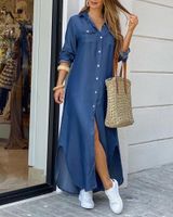 Casual Dresses 2022 Women Fashion Elegant Denim Casaul Maxi ...