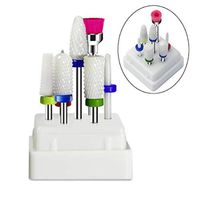7 Pcs Ceramic Nail Drill Bits Set Accessories Electric Manicure Drill with Acrylic Box Milling Cutter Nail Files Nail Art Tools253y